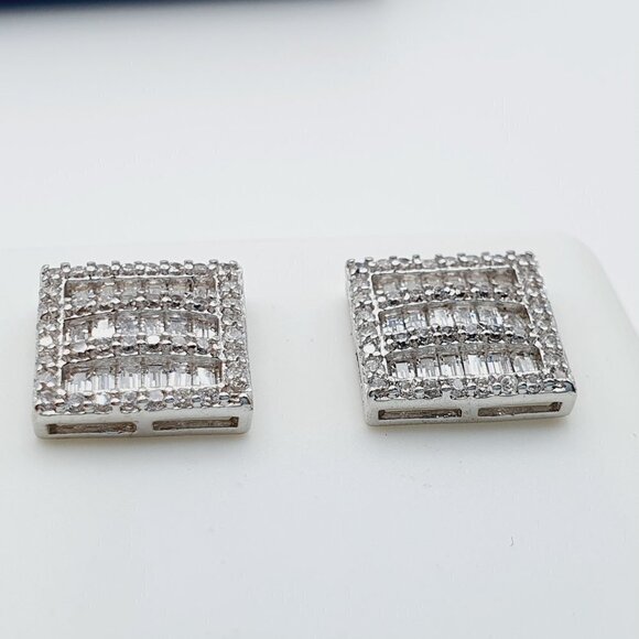 "925 Sterling Silver Plated CZ Earrings, EVBRS559 - Picture 10 of 11